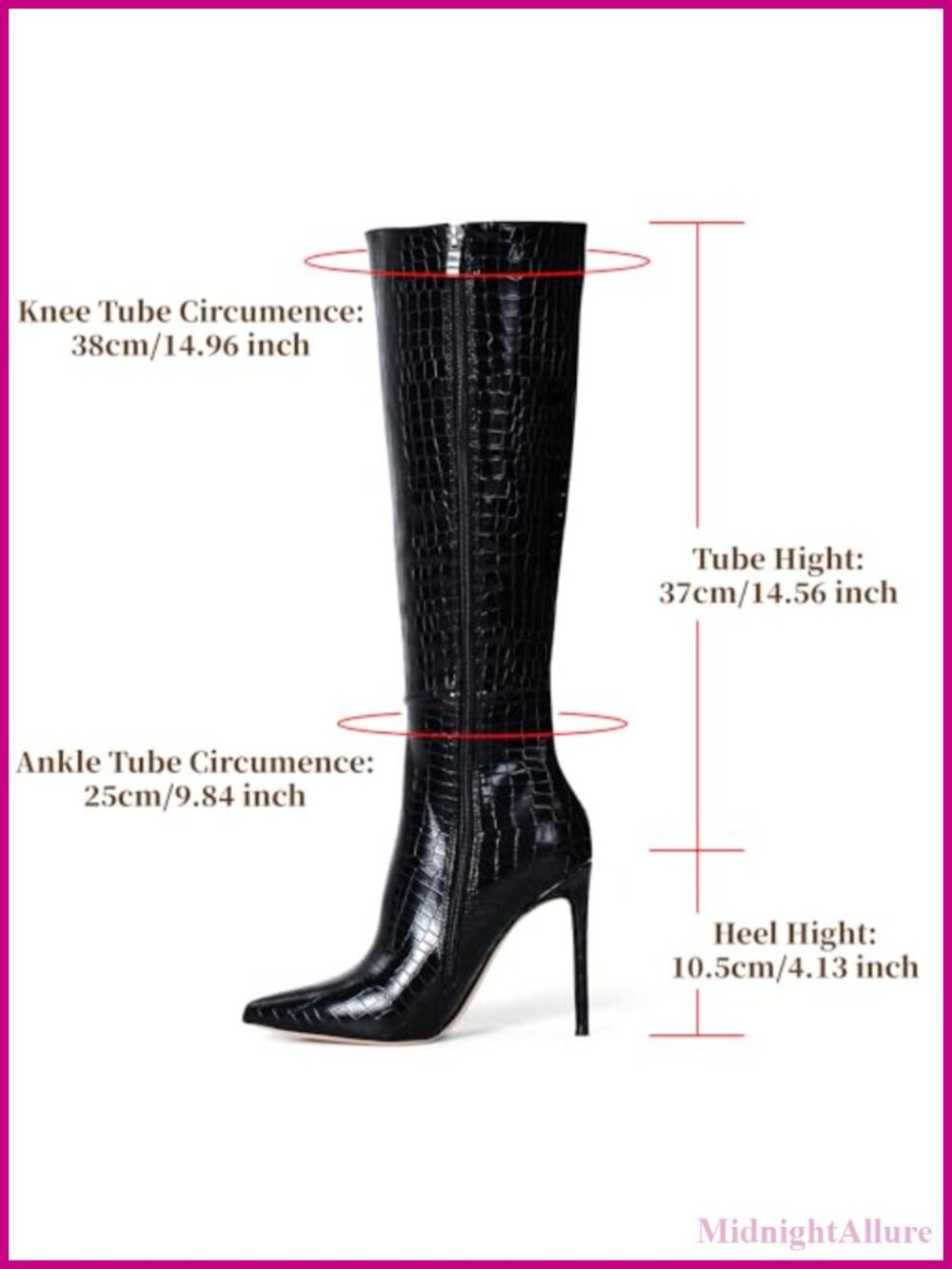 Women's 4 Inch Stiletto Knee High Boots Pointed Toe Fall Winter Tall Boots - Picture 4 of 6